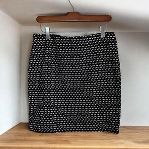 LOFT Women's Black ‎ White Medium Patterned Pencil Skirt Career Work Office